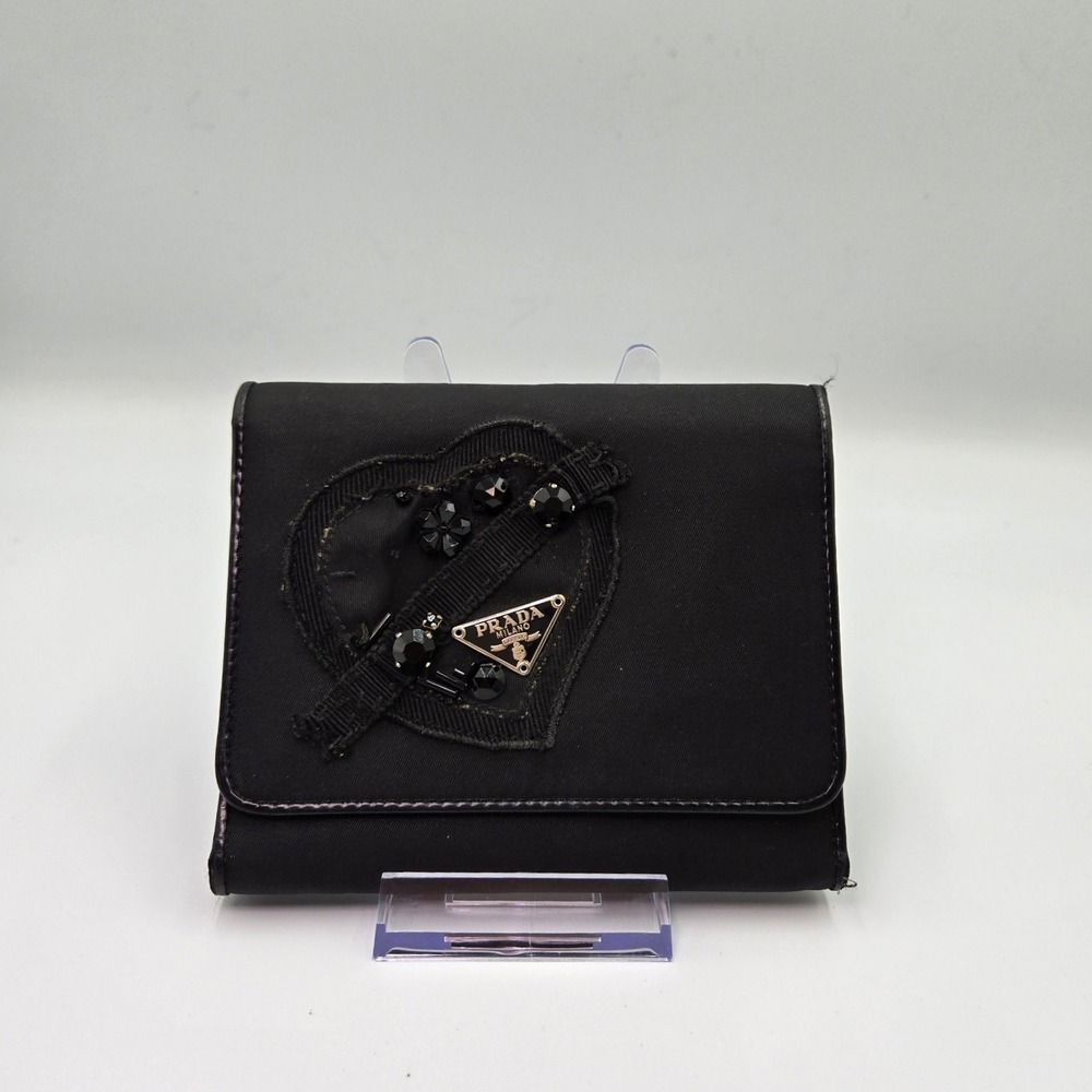PRADA Evening Heart Mini Bag Black Nylon AUTHENTIC - Picture 7 of 16